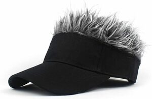 A 56.0-61.0 cm [FTXJEHG] 迷彩かつら サンバイザー 毛糸帽子 キャップ 帽子 ヘアバイザー帽子 スポーツ 