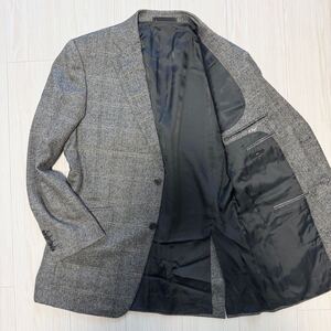 美品◎希少XL◎Dunhill ダンヒル テーラードジャケット ヘリンボーン グレー チェック 総裏 ビジネス イタリア製 灰色 総柄 50 秋冬 