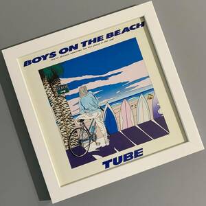 ■わたせせいぞう■「BOYS ON THE BEACH /TUBE 1968」CDジャケット/20×20cmミニ額装品(スタンドタイプ)/貴重イラスト/印刷物 G1051