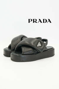 PRADA サンダル モノリス ナッパレザー パデット サンダル size 36 23cm 0506275