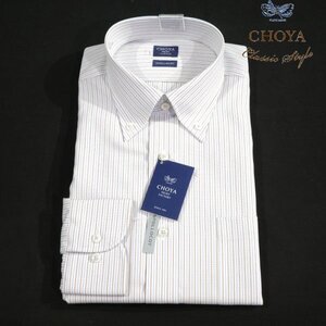 新品1円～★定価0.9万 CHOYA SHIRT FACTORY 形態安定 長袖 ボタンダウンカラー シャツ M 39-80 織柄 アポロコット ビジネス ◆9137◆