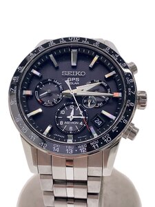 SEIKO◆ソーラー腕時計/アナログ/ステンレス/BLK/SLV/5X53-0AB0//