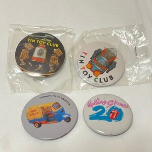 【1円スタート】缶バッチ 4点セット TIN TOY CLUB ローリングストーンズ