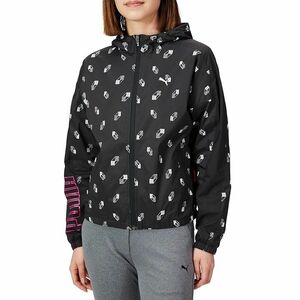 ★プーマ PUMA 定価14300円 新品 レディース ロゴ入り トレーニング ウインドブレーカー ジャケット 黒 [930548-01-S] 二 壱★QWER★