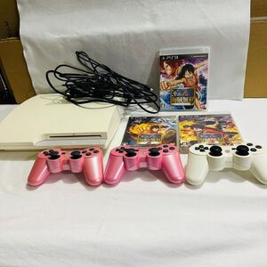 yt3042【100】//SONY★動品　ゲーム　PlayStation3　本体　コントローラー　3台　ソフト付き　ワンピース海賊無双1 2 3 初期化済み　現状品