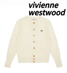 大人気  Vivienne Westwood ヴィヴィアンウエストウッド ニットカーディガン 丸襟 セーター 無地 レディース トップス ウール コットン