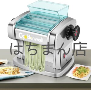 電動製麺機 パスタマシン 2種類ブレード 2.5mm丸い型・4mmフラット型 0.5-5mm厚さ調整可能 ９段調整 食品級ステンレス製 家庭/業務兼用