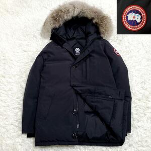 極美品 M カナダグース ジャスパー パーカ ダウンジャケット 紺 3438JM コヨーテ ファー フード CANADA GOOSE JASPER PARKA ネイビー 