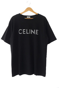 セリーヌ CELINE by Hedi Slimane エディ スリマン 21AW Loose T-Shirt With Studs スタッズ ロゴ プリント ルーズ 半袖 Tシャツ 2X800501F