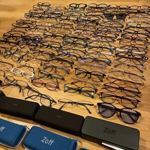 JINS Zoff メガネ・サングラス100本まとめ売り⑧ ノーブランドなし！　純正ケース多数付属