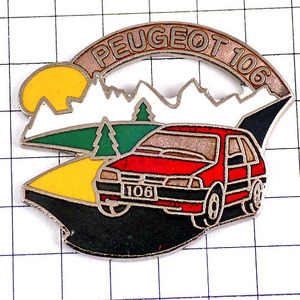 ピンバッジ・プジョー１０６赤い車 PEUGEOT-106 FRANCE PEUGEOT◆フランス限定ピンズ◆レアなヴィンテージものピンバッチ