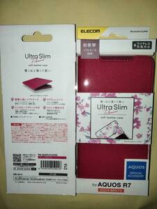 ELECOM AQUOS R7 SH-52C ソフトレザーケース 薄型 磁石付 外側ディープピンク 内側花柄 薄さ軽さを損ねない薄型超軽量ウルトラスリムタイプ