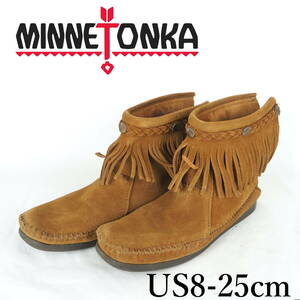 EB3527*MINNETONKA*ミネトンカ*レディースショートブーツ*US8-25cm*キャメル