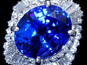 1円～【ジュエリー極】極上品 超希少宝石 大粒極上天然タンザナイト8.57ct＆極上ダイヤ1.16ct 超高級Pt900リング kitk9452vgl【送料無料】