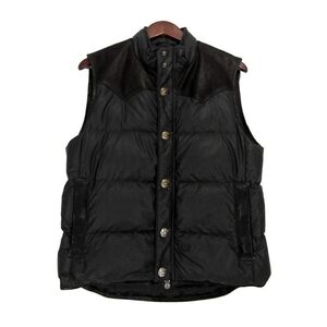 クロムハーツ CHROME HEARTS 【 PUFFY WSTRN 】 パフィウエスタン フレアニー レザー ヨーク切替 ナイロン ダウンベスト　s3912