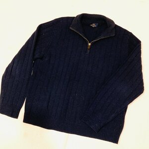 346　Brooks Brothers　ブルックスブラザーズ　ハーフジップ　ウール ニット セーター　ネイビー　S　