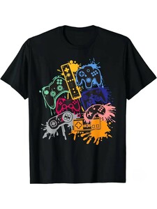 サイズ　XXL　ゲームコントローラー　デザイン　ブラック　メンズ　半袖　Tシャツ　黒　大きいサイズ　2