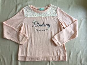 ★Lindsay★リンジィ★レースがかわいい！ピンクのカットソー★Ｌサイズ★１６０★超美品★