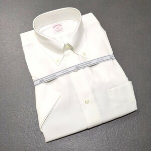 未使用 ブルックスブラザーズ 16 the original polo shirt non-iron all cotton Brooks Brothers ボタンダウンシャツ　ワイシャツ 白 半袖