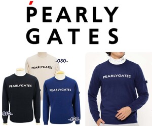 ‡新品正規　PEARLY GATES パーリーゲイツピュアカシミヤ メンズクルーネックセーター053-2270001サイズ4カラーネイビー定価35,200円