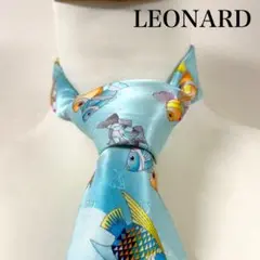 LEONARD レオナール　ネクタイ　魚　水色