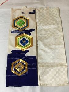 ０男の子着物と長襦袢のセット　絞り　刺繍　男児和装　和服　リメイク材料　古布　ハンドメイド　金糸　生地取り　七五三 正絹