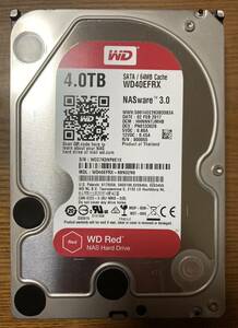 【状態◎】Western Digital ウェスタンデジタル WD Red シリーズ WD40EFRX 3.5インチ HDD 4TB（NAS向けHDD/使用時間：2500時間未満）