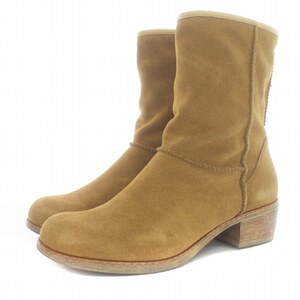 アグ UGG W CYRINDA ショートブーツ スエード チャンキーヒール US8 25cm キャメル 1004366 /KU ■OF レディース