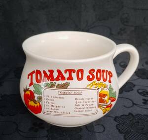 【未使用】【レトロ　TOMATO SOUP　持ち手付き大き目スープカップ　１客】