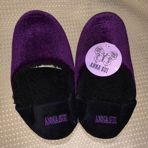 ANNA SUI アナスイ ルームシューズ スリッパ バブーシュ パープル×ブラック系 未使用B