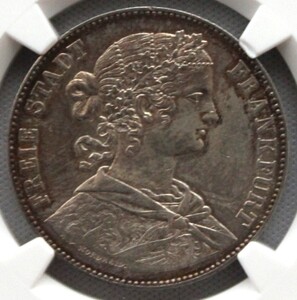 1860年 ドイツ フランクフルト フランコニア女神像 1ターラー 銀貨 NGC MS62 