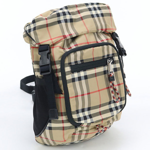 中古良品BURBERRY ノバチェック ボディバッグ ナイロン 8013645 ベージュ系　 ランク：A us-2