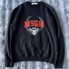 MSGM スウェット カレッジロゴ ブラック Mサイズ メンズ 月桂冠 黒