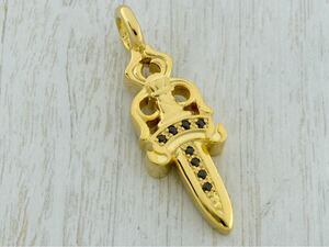 CHROME HEARTS/DOUBLE DAGGER PENDANT/PAVE/22K/クロムハーツ/ダブルダガーペンダント