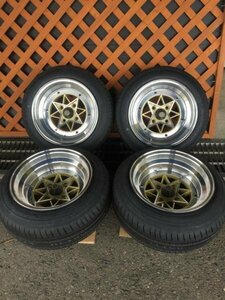 【復刻　スターシャーク】　14×7J　+0 ±0　4Ｈ-114.3　ゴールド（GOLD）　175/60Ｒ14　タイヤセット