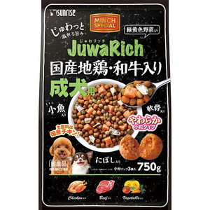 （まとめ買い）サンライズ じゅわリッチ 国産地鶏・和牛入り 750g 犬用フード 〔×8〕