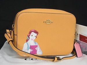 1円 ■新品■未使用■ COACH コーチ C3404 ディズニーコラボ 美女と野獣 ベル レザー クロスボディ ショルダーバッグ イエロー系 AX0298