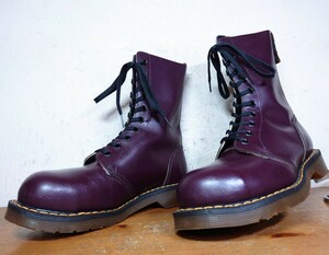 【1,2回使用程度/スチールトゥ】英国 WHITE社製 Dr.Martens/ドクターマーチン 10ホールブーツ UK4 23cm相応 made in england パープル 紫