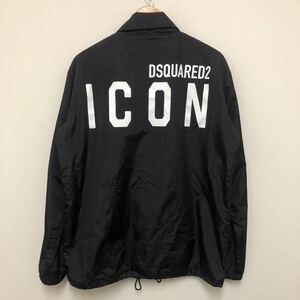 (25)DSQUARED2 ディースクエアード バックICON コーチジャケット 46 ブラック 黒 ナイロン S79AM0011 ナイロンジャケット