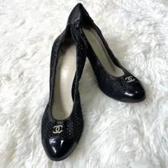 【美品】CHANEL シャネル パンプス メッシュ ココマーク 黒