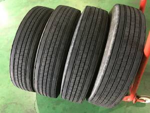 s268-4-3 ☆225/80R17.5 BS R225 中古4本♪ 2019年製 残溝8ｍｍ ブリヂストン ! k140