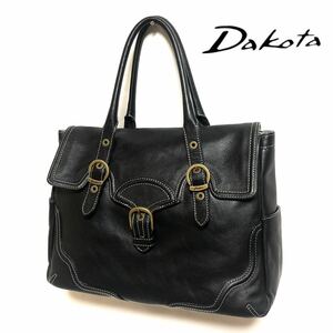 ■Dakota・ダコタ■リアルレザーバッグ・A4対応・本革・牛革・ステッチ・ブラック・鞄