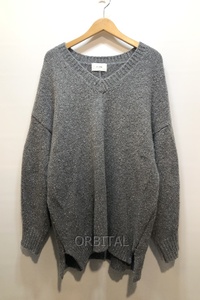 経堂) CLANE クラネ OVER V NECK KNIT TOPS オーバーサイズ Vネックニット セーター 15106-2112 グレー 1 定価￥26,400-