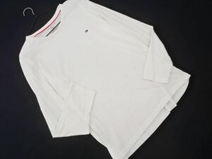 ネコポスOK TOMMY HILFIGER トミーヒルフィガー ワンポイント 長袖 Tシャツ sizeM/白 ■◇ ☆ eia4 メンズ