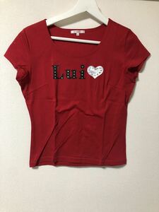 【Lui Chantant】ワールド　ストーン付　赤　半袖Tシャツ　40