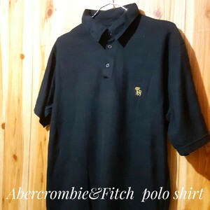 最値!希少旧モデル!アメカジ王道ブランド!通称アバクロ!Abercrombie & Fitch(アバクロンビー & フィッチ)コットン生地 ポロシャツ!黒 M相当