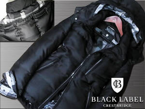 極上傑作！シャドーチェック　BLACK　プレミアムダウンジャケット　Mサイズ▼ブラックレーベルクレストブリッジ BLACK LABEL CRESTBRIDGE