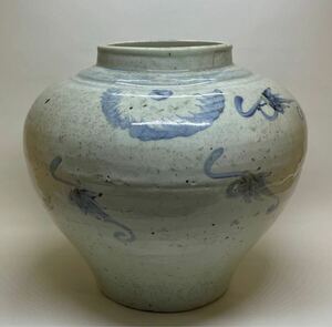 李朝　朝鮮美術　白磁　壺　31cm