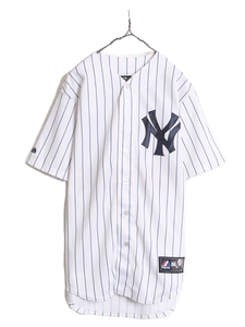 MLB オフィシャル Majestic ヤンキース ベースボール シャツ メンズ M / 古着 ユニフォーム 半袖シャツ ゲームシャツ メジャーリーグ 野球