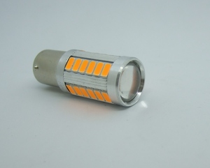 ＜LEDS02A-004＞ 33SMD LED搭載 高輝度プロジェクターLED　アンバー (オレンジ) シングル球 (BA15s) ウインカー・フォッグライト用